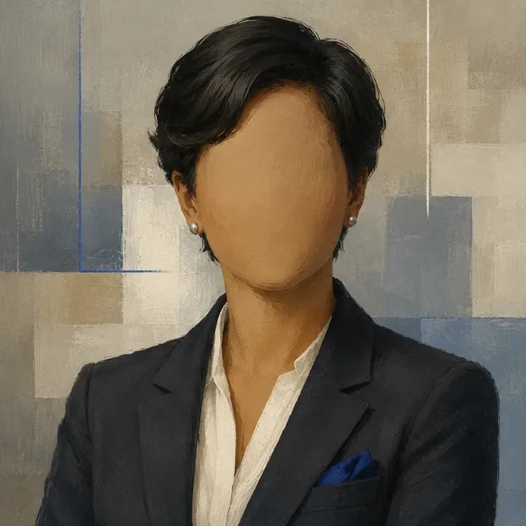 Symbolic portrait illustration for an AI governance and evaluation capability role